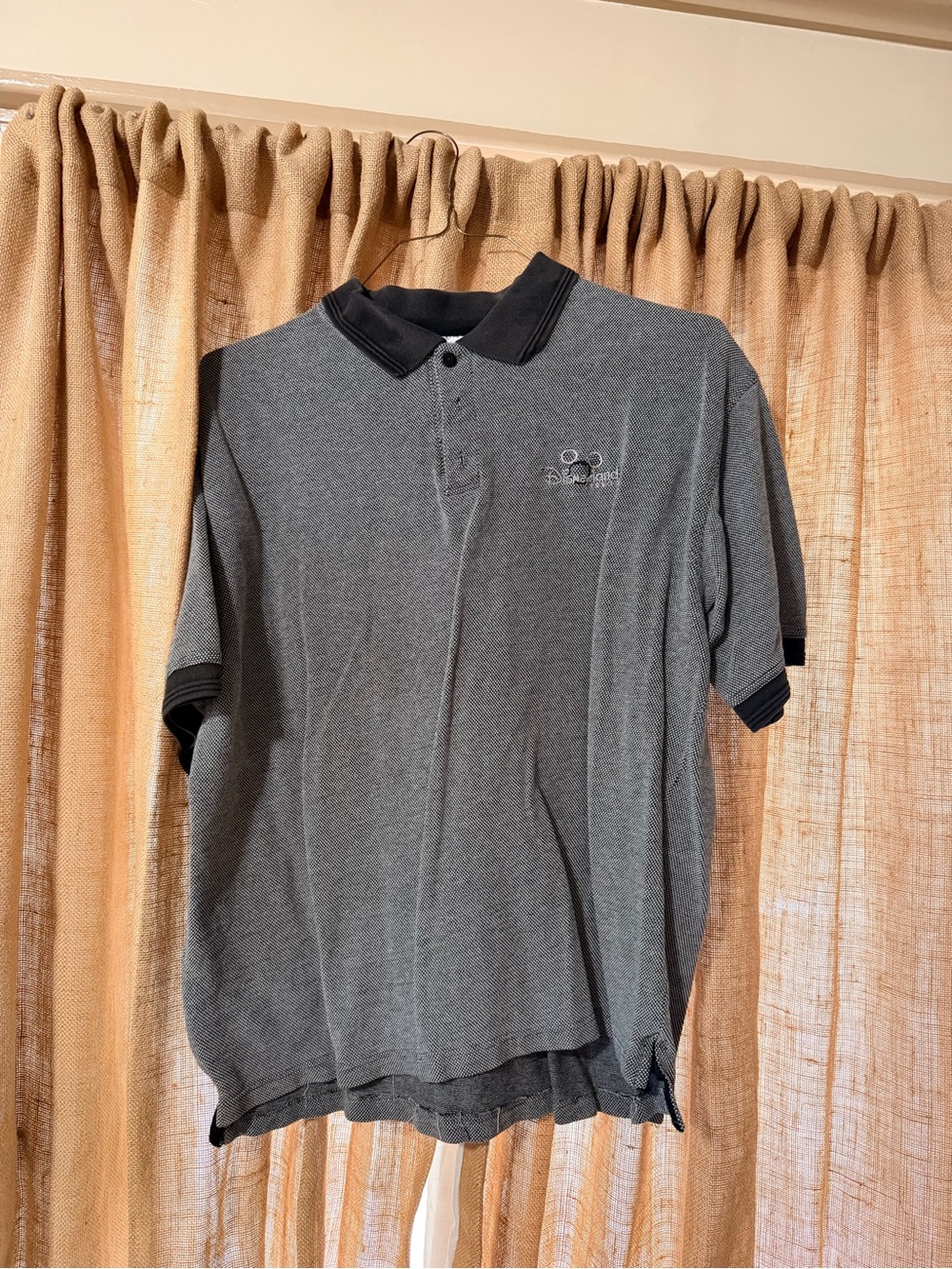 Men's Dark Grey Polo with Disneyland Resort Embroidered Vintage Disney